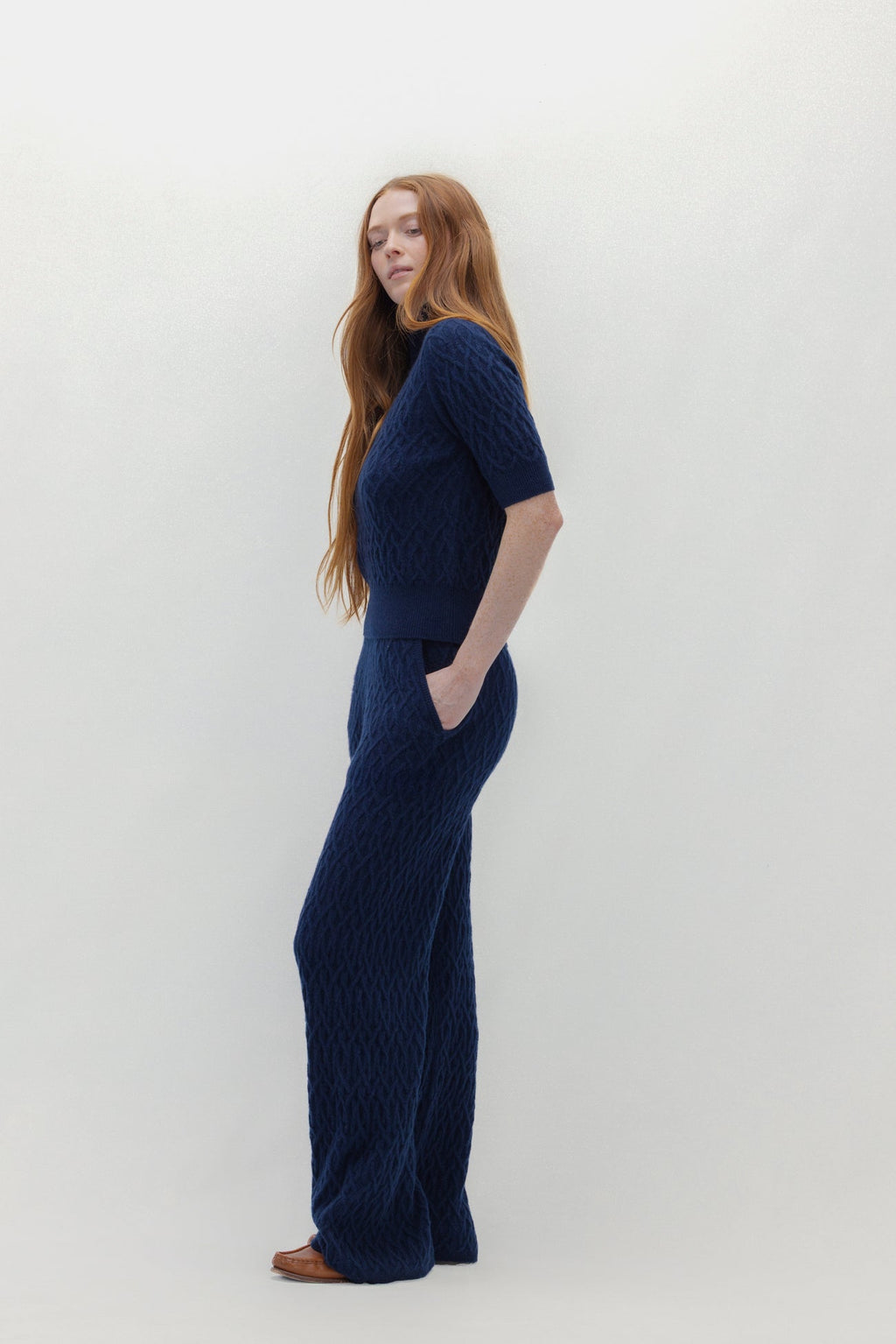 CABLE KNIT MOCK NECK