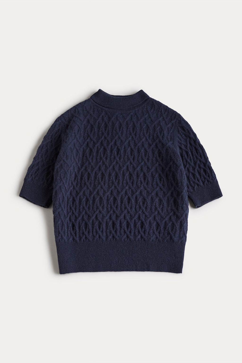 CABLE KNIT MOCK NECK