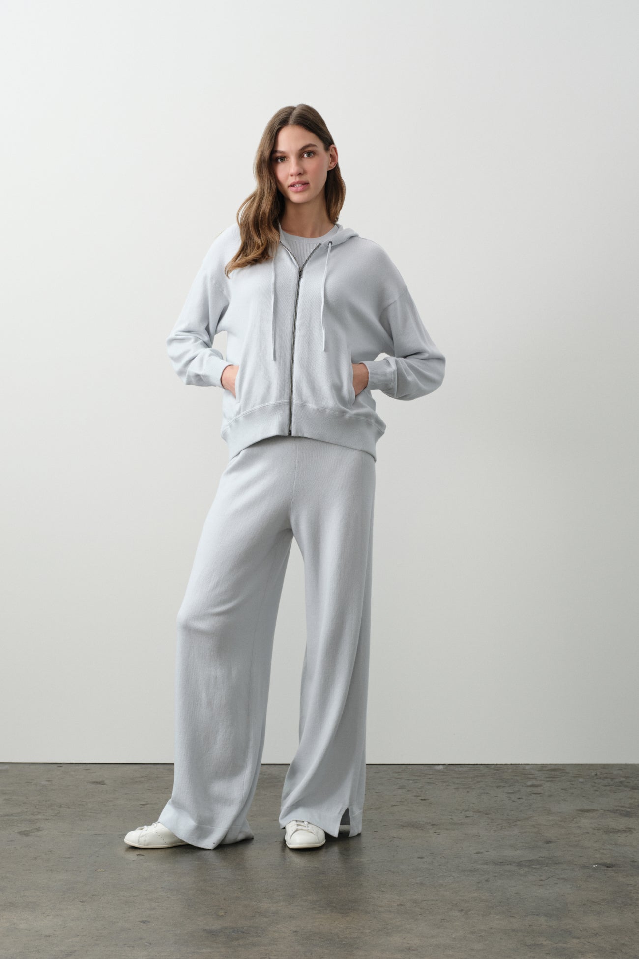 SERENA COTTON CASHMERE ZIP-UP HOODIE