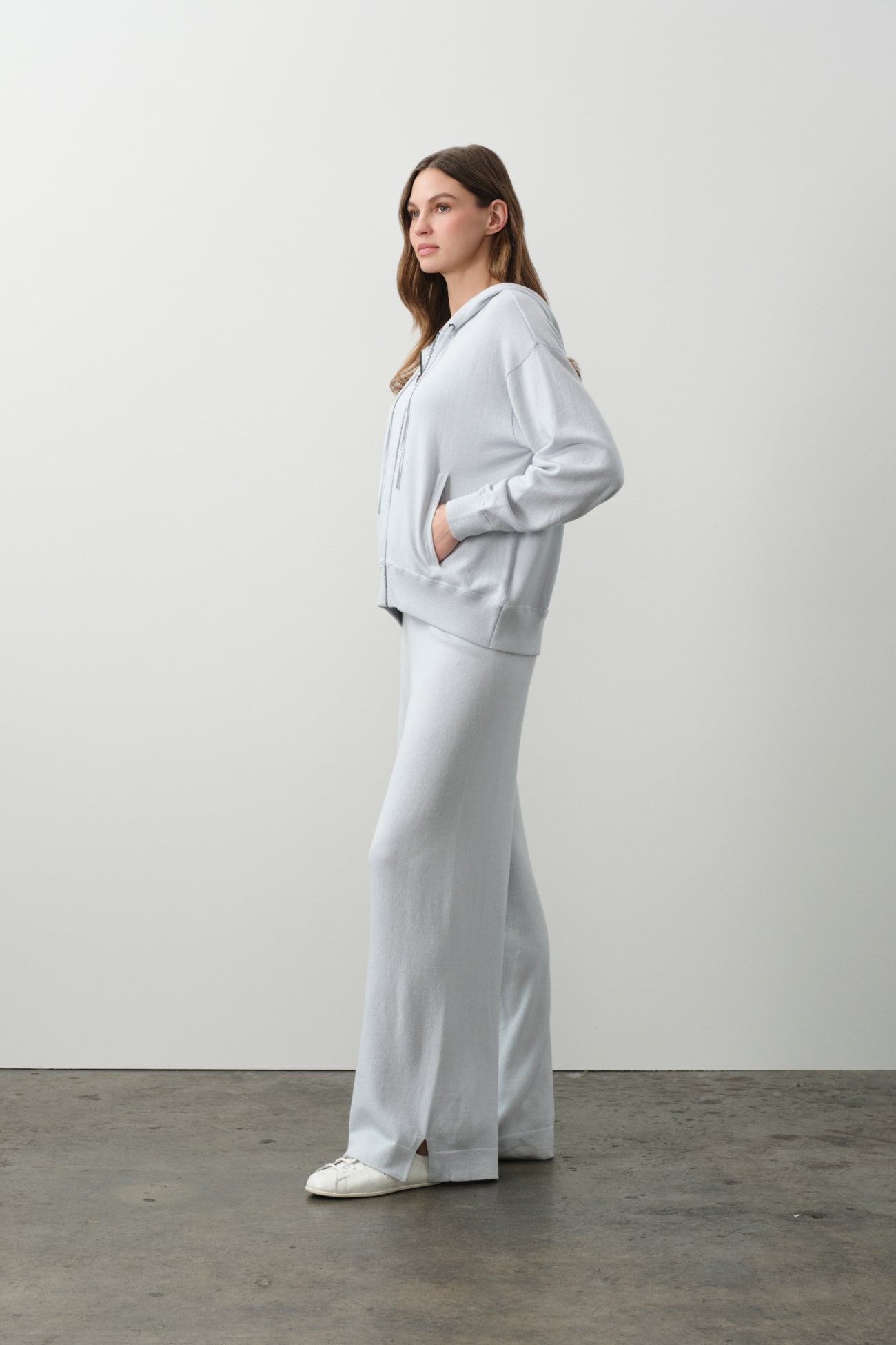SERENA COTTON CASHMERE ZIP-UP HOODIE