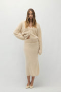 FRANCESCA BRUSHED CASHMERE MIDI SKIRT