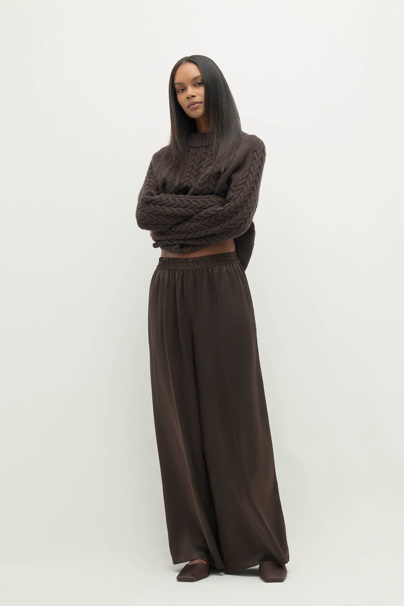 EVAN SILK WIDE LEG PANT | 30" INSEAM